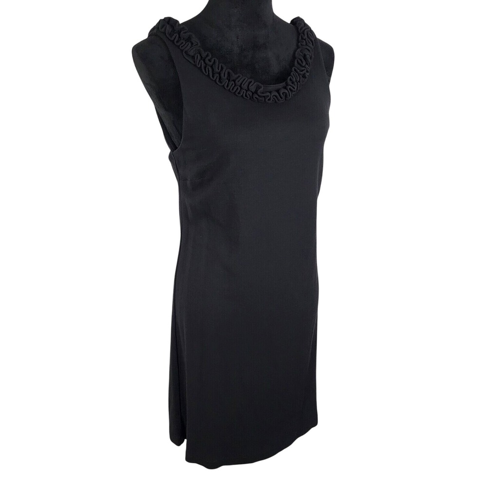New w/tag J.CREW Size Medium LBD Modal Rayon Ruffled Neckline Knit A-line Dress